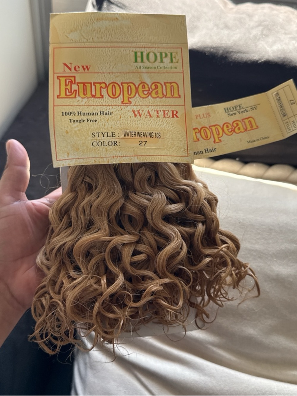 New European Hope Water Curly Human Hair Weft - Color 27